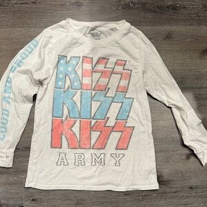 Recycled Karma White and Red KISS Short Sleeve Tee